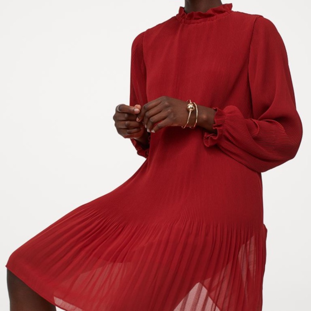 Red Pleated Dress